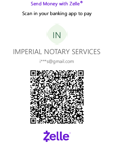 Scan to pay Imperial Notary Services via Zelle