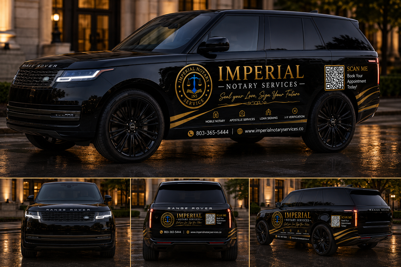 Imperial Notary Services branded Range Rover mobile unit